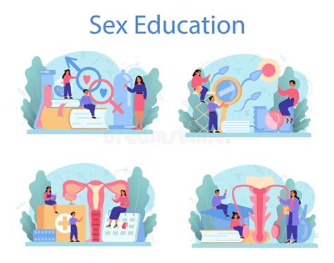 Sexual Education Concept Set Sexual Health Lesson For Young People