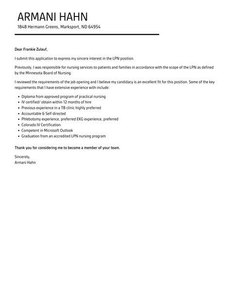 LPN Cover Letter | Velvet Jobs