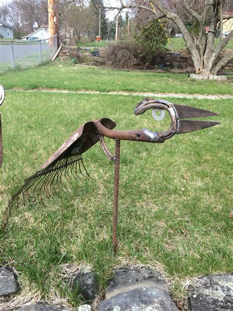 Horseshoe Shovel Bird Metal Garden Art Scrap Metal Art Metal Yard Art