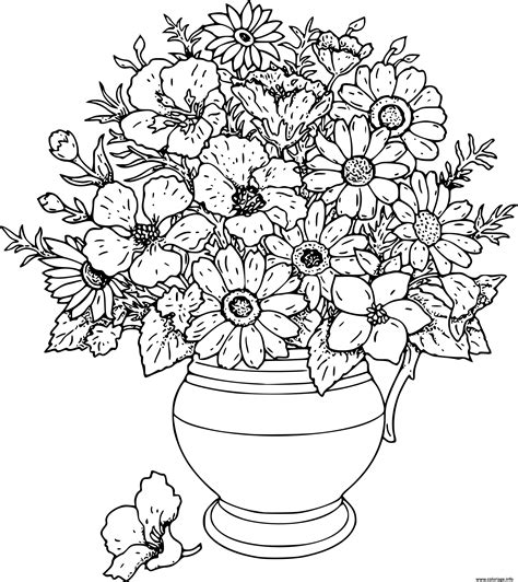 Coloriage Bouquet De Fleurs Dans Un Vase Dessin Bouquet De Fleurs à