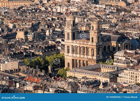 Aerial View Of Saint Sulpice Church In Paris France Stock Photo