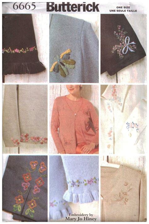 Butterick 6665 Embroidery Transfers Size One Uncut Sewing Pattern
