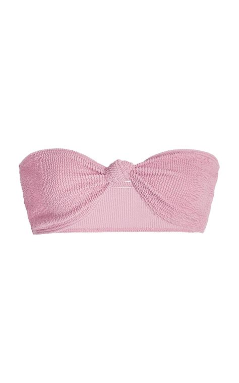 Bondeye Sahara Crinkled Bandeau Bikini Top In Pink Lyst