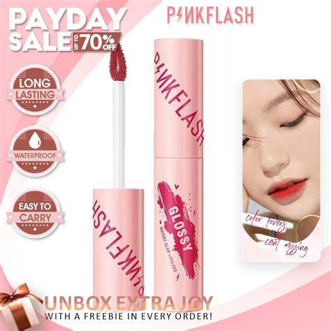 Pinkflash Watery Glam Lip Gloss Super Glossy Shiny Lip Tint Moisturizing Non Sticky Long Lasting