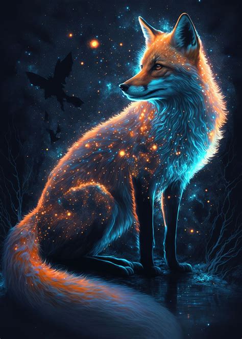 Neon Fox Poster By Silhouette Anime Art Displate