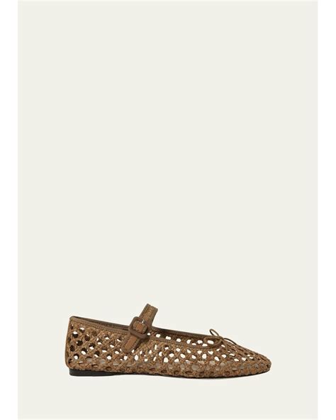 Loeffler Randall Chiara Woven Leather Mary Jane Ballet Flats In Natural