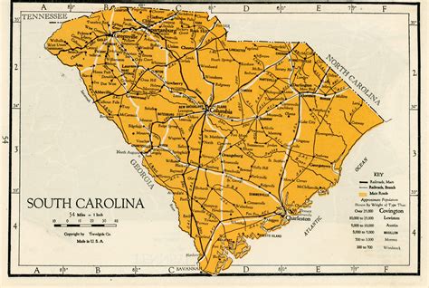 1928 Complete Atlas Vintage Map Pages South Carolina On One Side And