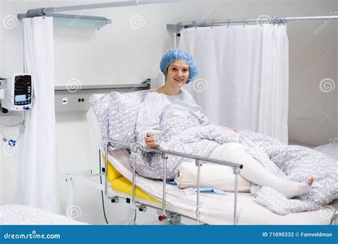 Young Woman In Hospital Recovery Room After Surgery Stock Photo Image