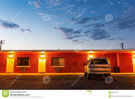 Usa Roadside Motel In The Night Stock Photo Image Of Place Parking