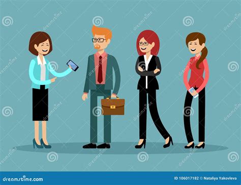 Smiling Business People Office Workers Stock Vector Illustration Of