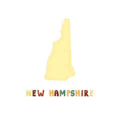 Yellow Silhouette Of The Map Of New Hampshire Part Of The Usa