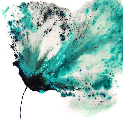 Teal Wall Art Abstract Flower Original Painting Acrylic On Cotton