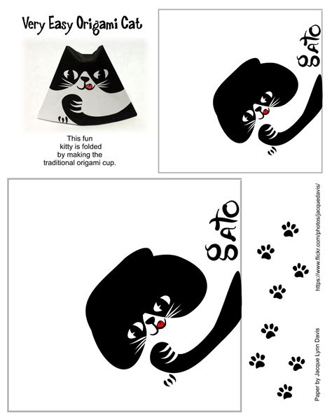 Easy Origami Cat Template | Free Printable Papercraft Templates