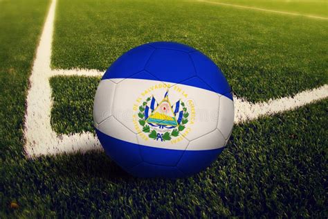 El Salvador Ball On Corner Kick Position Soccer Field Background
