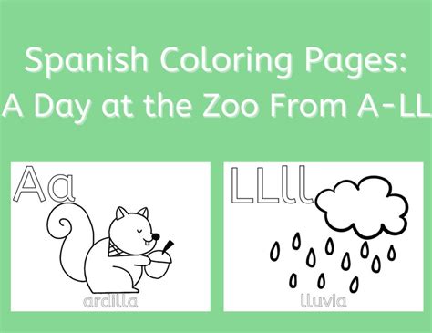 Spanish Alphabet Coloring Pages A Day At The Zoo Etsy