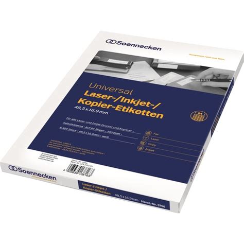 Der anleitung folgen, wie du vorlagen in word erstellst und Etiketten Inkjet+Laser+Kopier 48,5x16,9mm weiß Soennecken ...