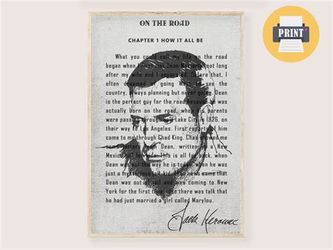 Kerouac Poster On The Road Kerouac Quote Print Jack Kerouac Book