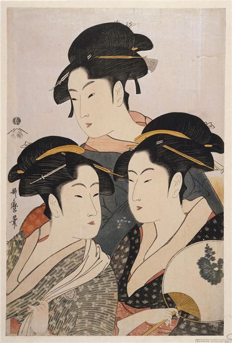 ukiyo e the three graces with okita ohisa and toyohina by utamaro kitagawa