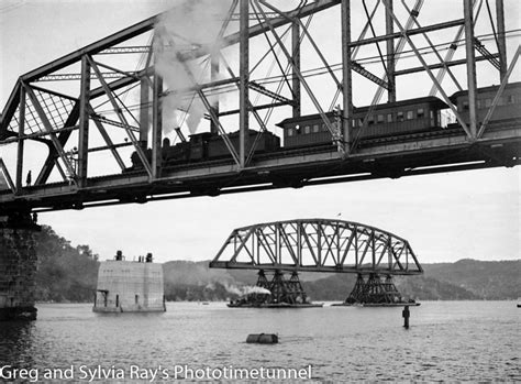 Steam Locomotive Crossing The Old Hawkesbury River Railway Bridge While
