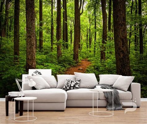 Forest Path Wall Mural Green Spring Wallpaper Large Wall Mural Self