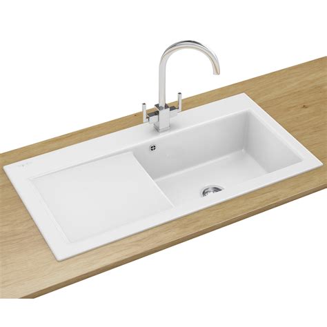 Made of ceramic, the sink is the definition of durability and strength. Franke Mythos MTK 611 Ceramic White 1.0 Bowl Inset Sink ...