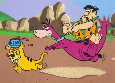 Download Fred Flintstone Dino Chases Puss Comic Wallpaper