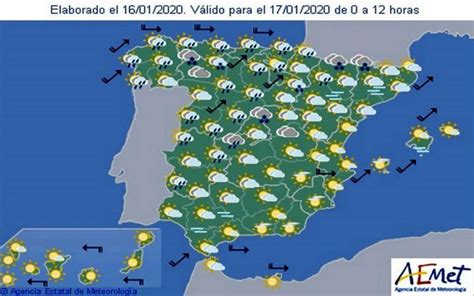 Aemet Pronóstico Del Tiempo En Toda España Hoy 17 De Enero De 2020
