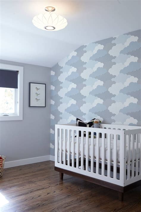 Baby Nursery Wallpaper Boy Design Reveal Metallic Wood Wall Nursery