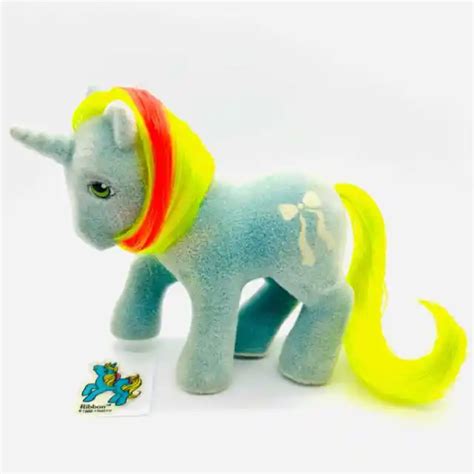 Vintage My Little Pony G1 Ribbon 1985 So Soft Ponies Blue Unicorn Mlp