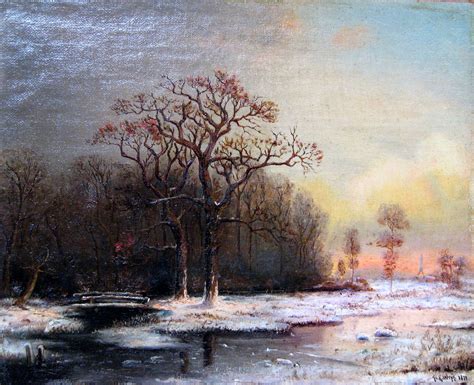 Download landscape painting stock photos. Winter Landscape 1876 Painting | Julius Klever Oil Paintings
