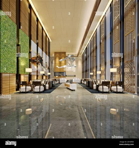 3d Render Of Luxury Hotel Reception Lobby Stock Photo Alamy