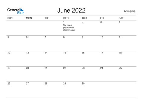 June 2022 Calendar Dates Best Calendar Example