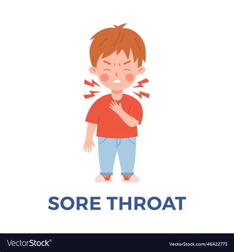 Little Boy Suffering From Sore Throat Cartoon Vector Image