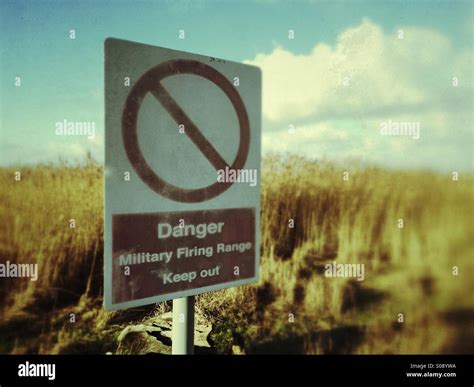 Danger Military Firing Range Sign Stock Photo Alamy