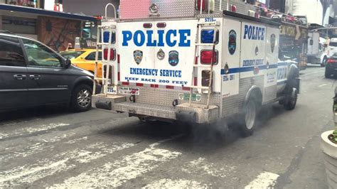 Very Old Tired And Squeaky Nypd Esu Truck Smoking Its Way Up 7th Ave