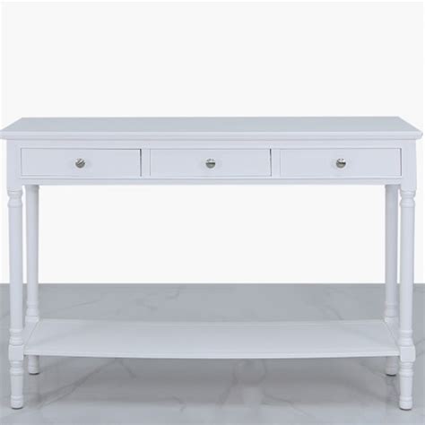 Delta White 3 Drawer Console Table White Wooden Console Table