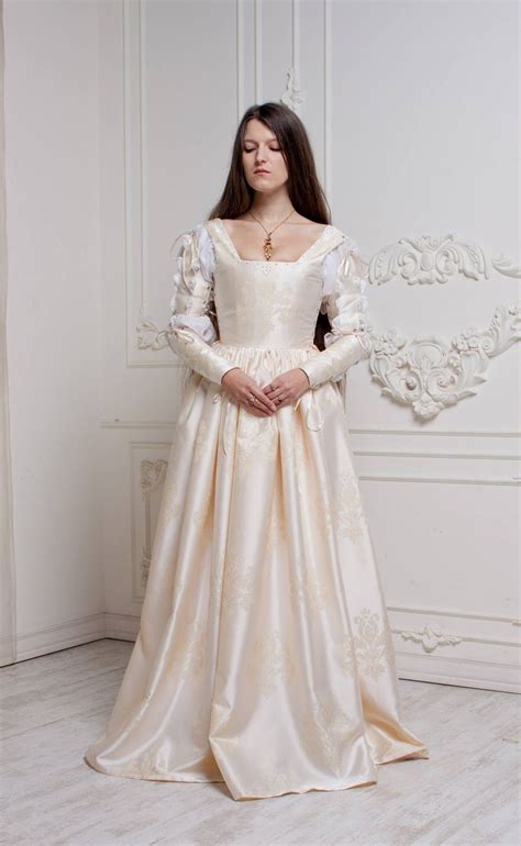 Renaissance Wedding Dress White Th Century Italian Gown Etsy