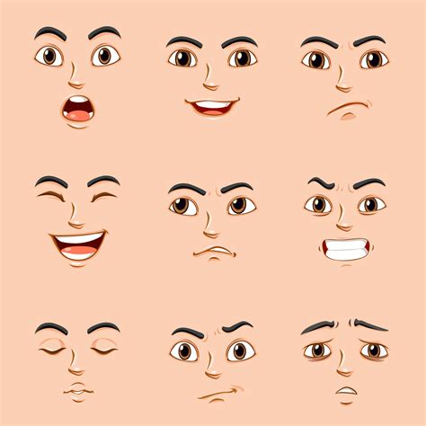 Face Expression Set Vector Illustration Emoticon Cartoon Stock Vector