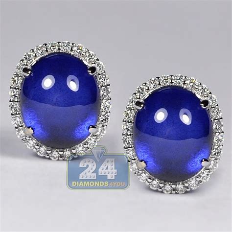 Womens Blue Sapphire Diamond Huggie Earrings K Gold Ct Blue