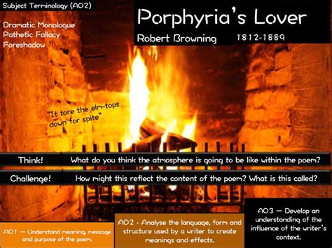 Porphyrias Lover Robert Browning Aqa Poetry Love And