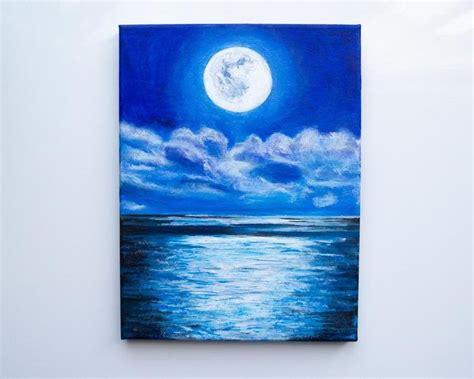 Reserved ~ Full Moon Painting On Canvas Moon Painting Painting Moon