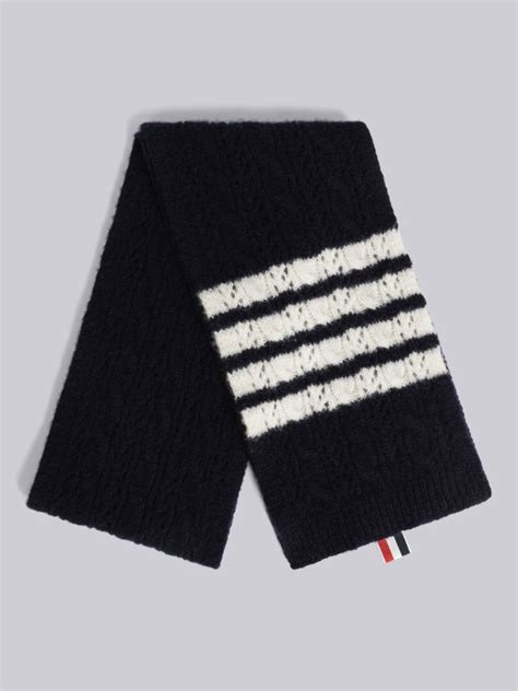 Hairy Silk Cashmere Cable Pointelle 4 Bar Scarf Thom Browne Official