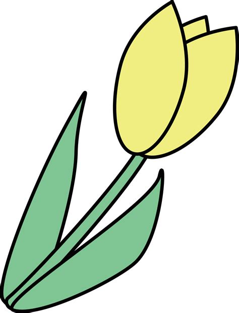 Tulipán Amarillo Flor De Primavera Ilustración Vectorial Infantil