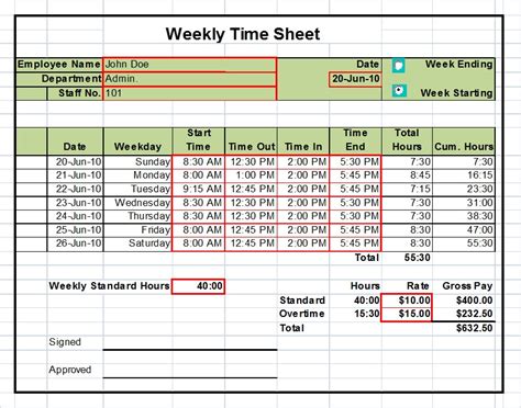 Weekly Time Sheets Excel Template Images And Photos Finder