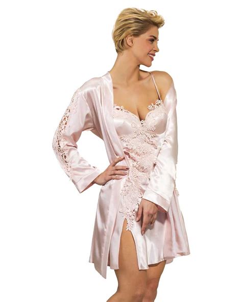 Flavia Light Pink Satin And Lace Nightdress Set Sweetnighties