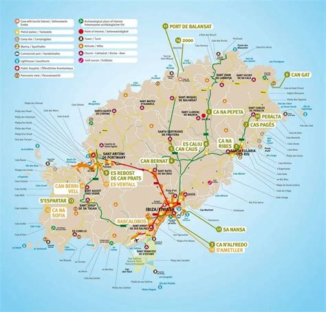 A map of the top resorts in ibiza. Kaart Ibiza Eiland - Kaart Wallpaper