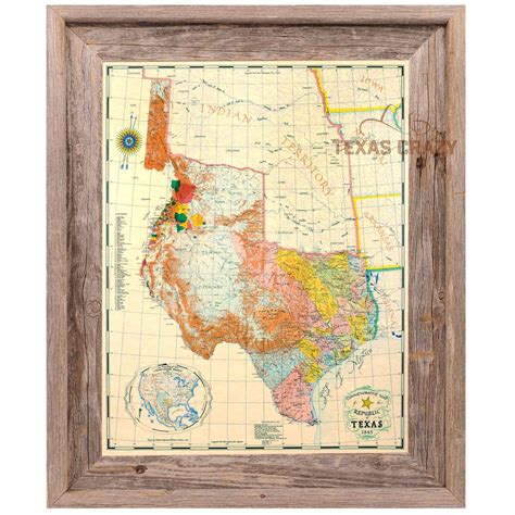 Republic Of Texas Map 1845 Framed Large Historical Map Office Decor