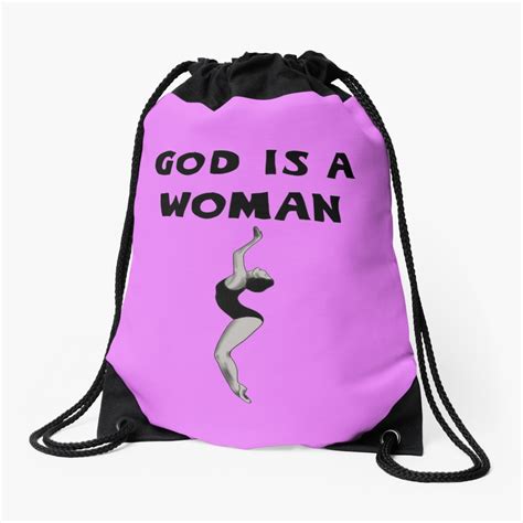 God Is A Woman Text Female Silhouette Of A Ballet Dancer Drawstring Bag By Ivyartistic Woman