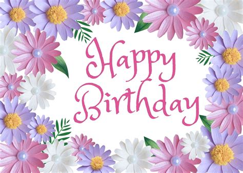 Daisy Paper Flower Happy Birthday Card Instant Download 57 Etsy
