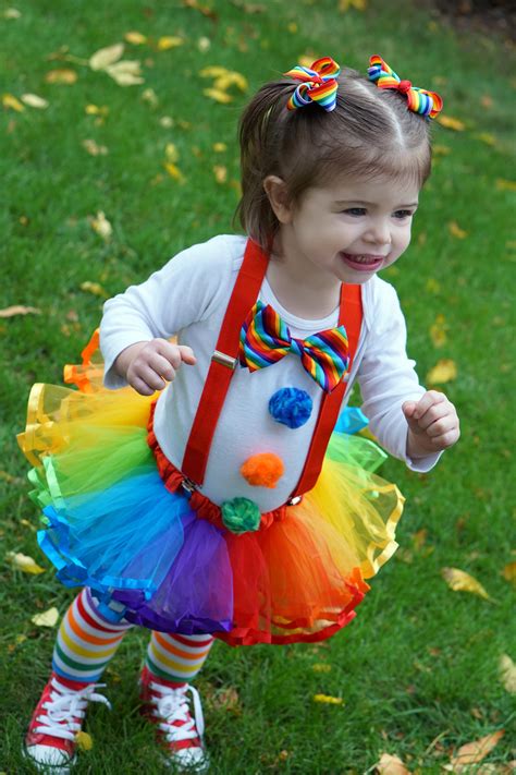 Toddler Clown Halloween Costume Red Converse Shoes Rainbow Tights